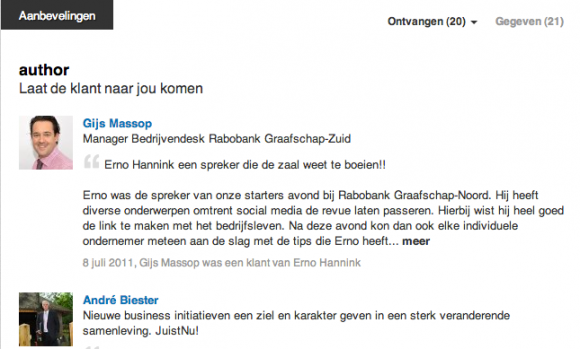 linkedin profiel extra aanbevelingen 580x349 Breng je LinkedIn Profiel tot leven