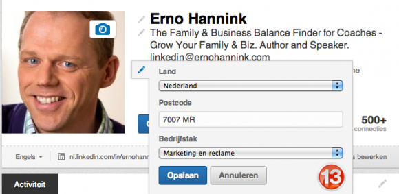 linkedin profiel bedrijfstak locatie 13 580x283 Compleet profiel op nieuwe LinkedIn in 13 stappen