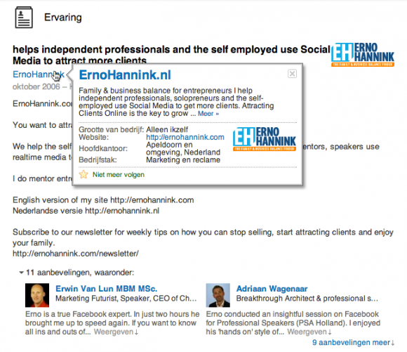 linkedin bedrijfsprofiel in profiel 580x501 LinkedIn Bedrijfsprofiel voor jouw bedrijf