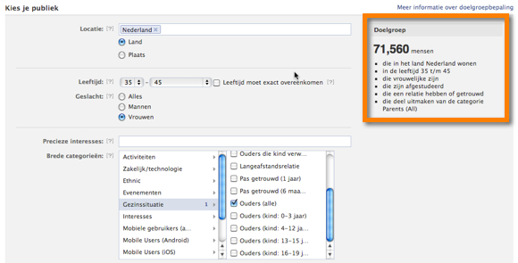 facebook ads kies je publiek Zonder doelgroep keuze mis je Facebook business