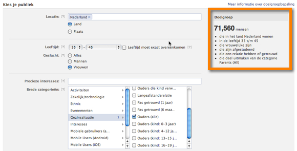 facebook ads kies je publiek Zonder doelgroep keuze mis je Facebook business
