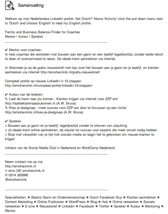linkedin profiel samenvatting nieuw 550x700 Weg met de saaie LinkedIn Samenvatting