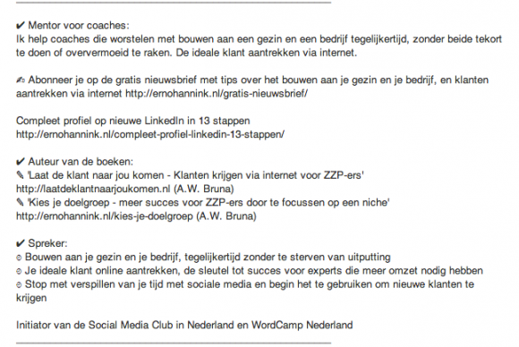 linkedin profiel samenvatting2 580x388 Weg met de saaie LinkedIn Samenvatting