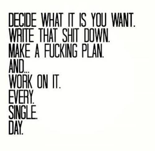 What you want. Write down. Plan. Do