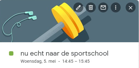 calendar google sportschool