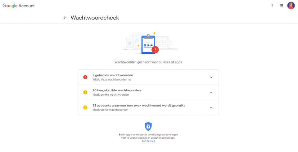 Google Wachtwoordencheck