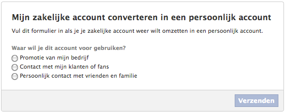 zakelijk profiel naar persoonlijk profiel Facebook zakelijk account veranderen naar persoonlijk profiel